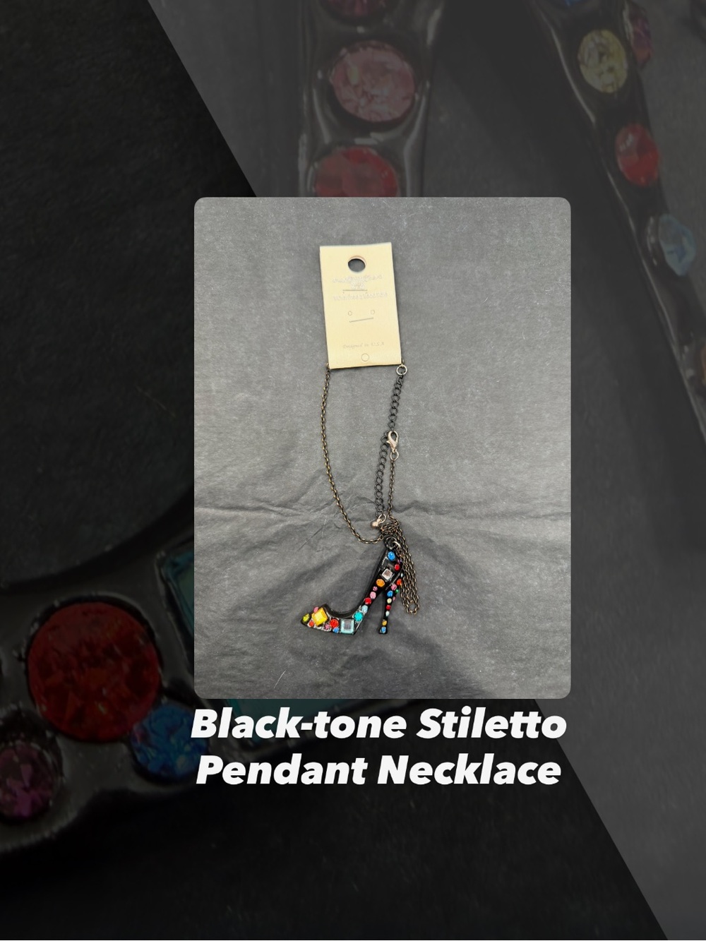 NWT Black-tone Stiletto Pendant Necklace